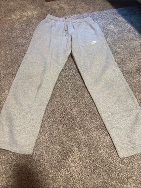Nike Light Gray Fleece Joggers with White Swoosh